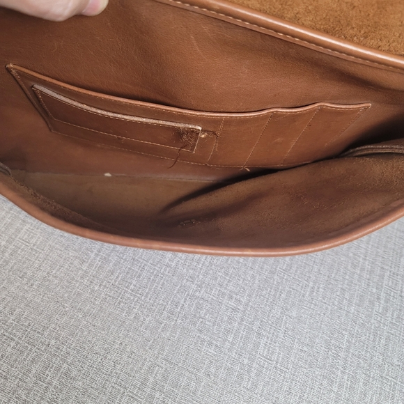 Vintage Coach Tan Leather Briefcase Laptop Messenger Bag Brown Tote - Picture 11 of 12